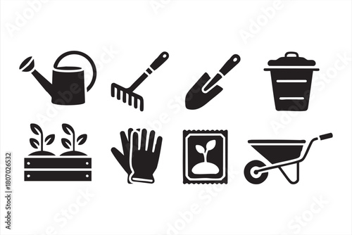 Planting and Garden Tool Icons for Mobile Apps, Dashboards, and Horticulture Interfaces