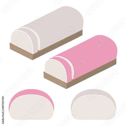 板の上に乗ったカマボコと正面のカマボコのイラスト