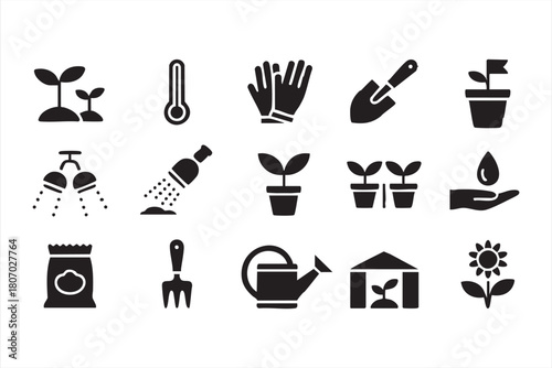 Horticulture Growth Icons for Mobile Apps, Garden Utilities, and Soil Management