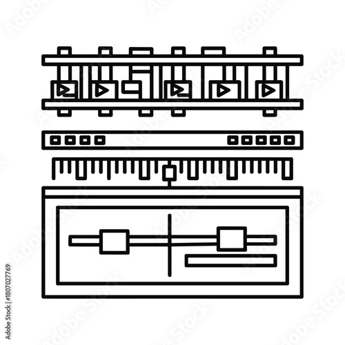 Video editing timeline and controls icon, isolated on
