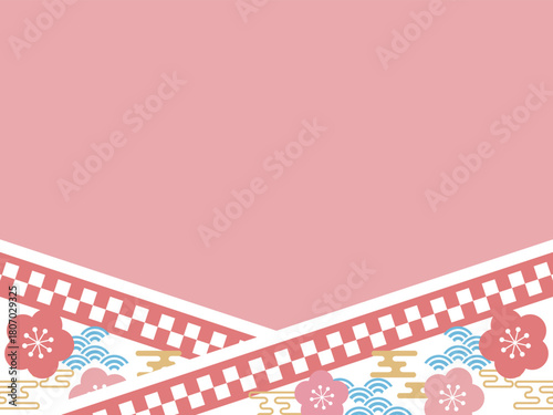 レトロポップな着物風のフレーム　横位置