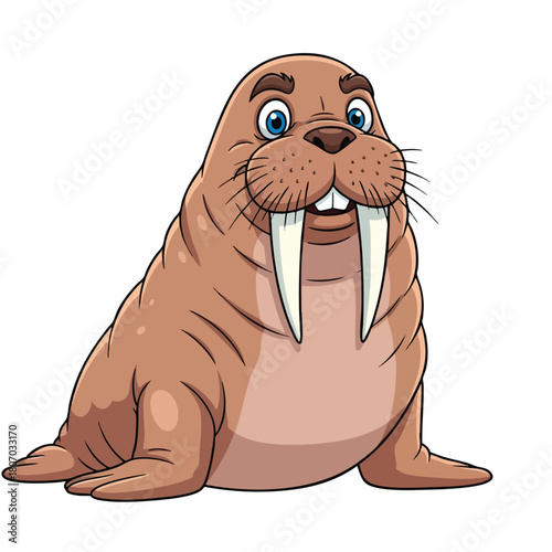 Cartoon Walrus with Tusks