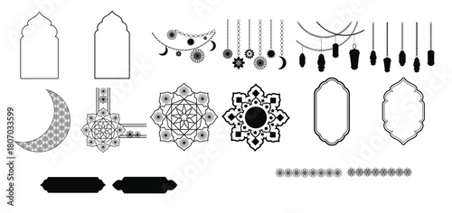 islamic decoration illustration set 
