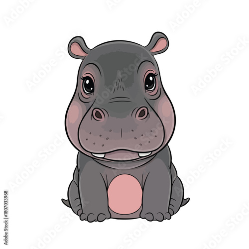 Adorable Cartoon Hippo Illustration