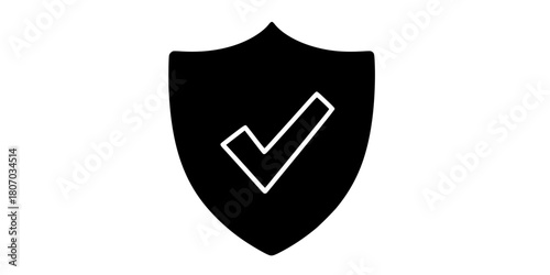 Security Approval Shield Silhouette Vector Icon for Trust