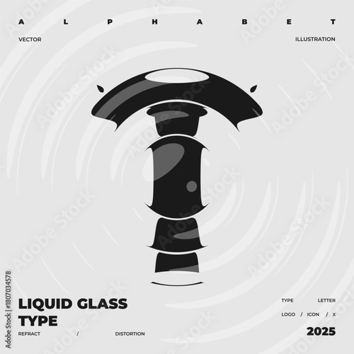 Refraction and Distortion letter. Glass Effect minimal illustration. Abstract sign, symbol for promotional poster, music poster, sale banner, brochure or logo for your brand.