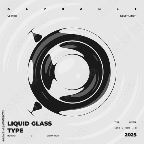 Refraction and Distortion letter. Glass Effect minimal illustration. Abstract sign, symbol for promotional poster, music poster, sale banner, brochure or logo for your brand.