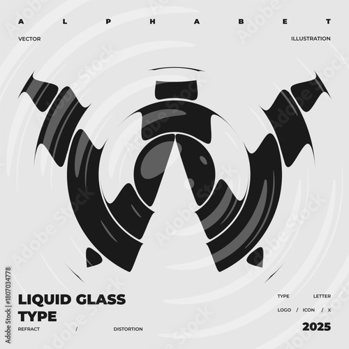 Refraction and Distortion letter. Glass Effect minimal illustration. Abstract sign, symbol for promotional poster, music poster, sale banner, brochure or logo for your brand.