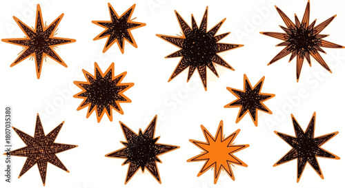 Collection of Starburst Shapes Decorative Design Elements for Festive and Creative Projects