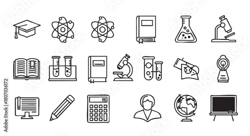 Set of education and science related icons in vector format