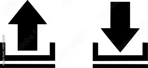 Upload and download icons, arrow upload and download symbols
