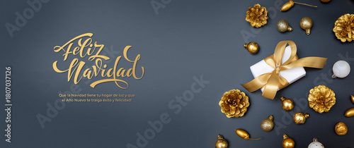 Feliz Navidad spanish Merry Christmas Modern calligraphy lettering on sticker for season greetings. Greeting card, frame, and banner. Holidays design.