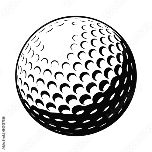 Black and white illustration of a textured golf ball