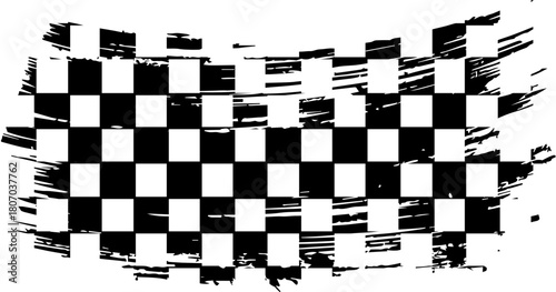 Black and white checkered pattern grunge brush vector abstract grungy motocross rally flags