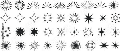 Diverse Starburst Collection Vector Set of Geometric Sparkle Designs