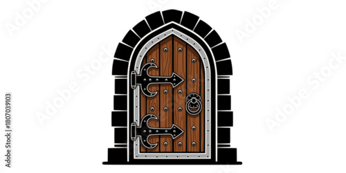 Medieval door vector cartoon icon. Vector illustration castle doors on white background.
