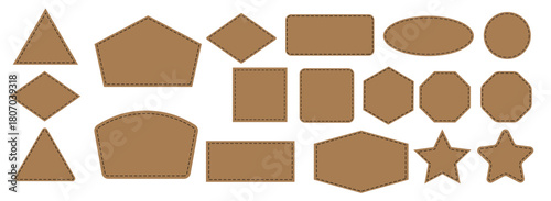  leather patch icon vector set leather pattern illustration