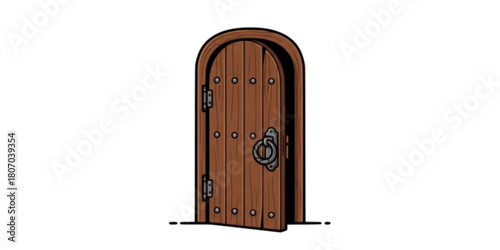 Medieval door vector cartoon icon. Vector illustration castle doors on white background.
