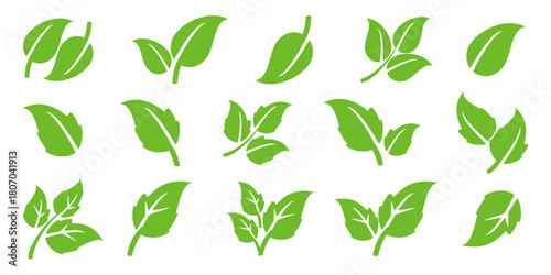 Leaf vector symbol, leaf illustration or leaf emoji in flat style. Spring leaf design, ecological nature theme.	

