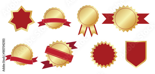 Luxury premium golden badges and labels, royalty badge, Retro vintage golden badges labels shields and ribbons