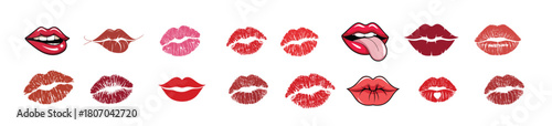 lip silhouette bundle lip icon set