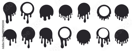 melt paint drip circle stickers label round splash with