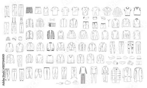 Men's Clothing Illustrations in Art Ink Style