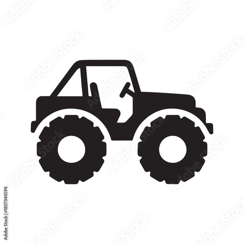 Tractor Silhouette Icon – Black Agricultural Vehicle Symbol on White Background