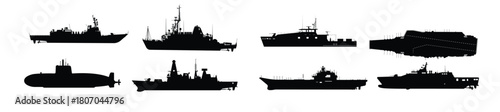 military warship vessels silhouette army attack craft 