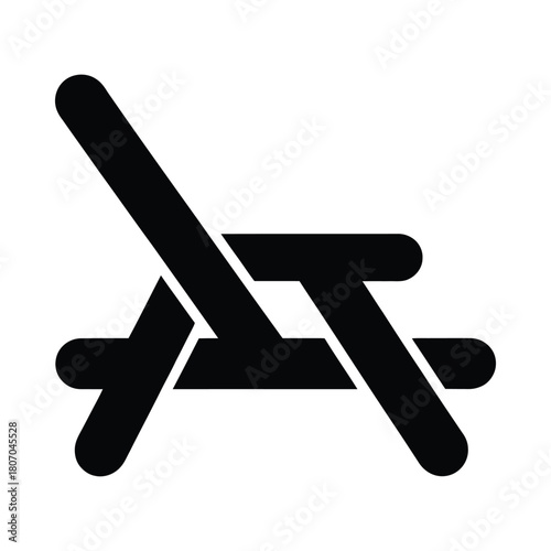 Simple black silhouette of a beach chair or lounge chair