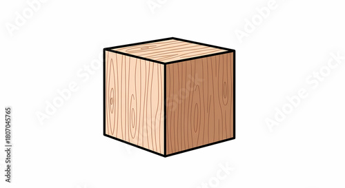Illustration of a wooden cube isolated on white background