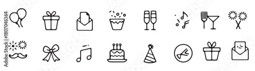minimalist party icon silhouette set