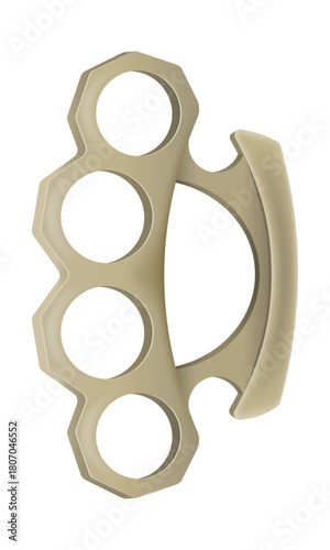 metal brass knuckles, a melee weapon used for close combat, fights, and robberies vector illustration isolated on white background