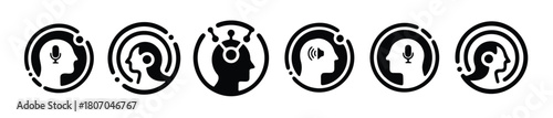 Modern Communication Icons Representing Head and Audio Input/Output