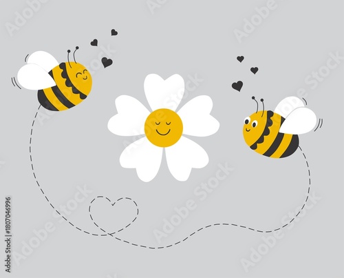 Cute Cartoon Bee Vector T-shirt Design