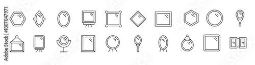 Mirror Simple Isolated Line Icons Collection. Editable Stroke. Suitable for Web Sites, Books, Cards, Apps