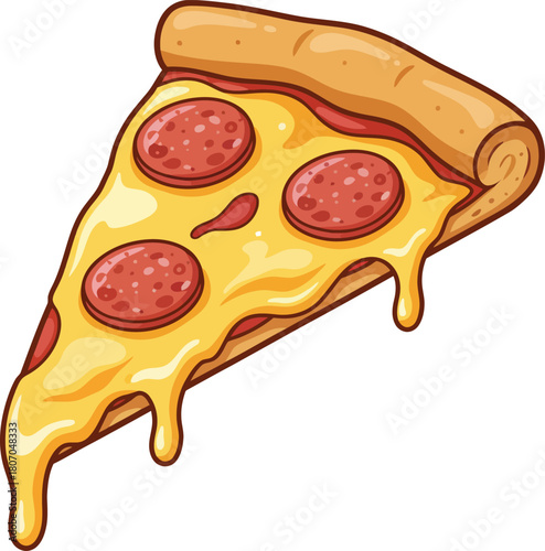 Pizza slice vector illustration, pepperoni pizza slice vector, pizza slice icon vector illustration
