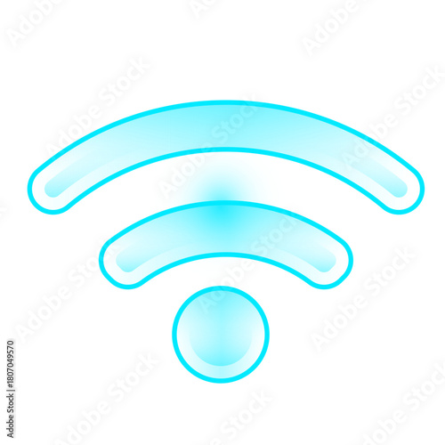 Cyan Wi-Fi Symbol on Black Background