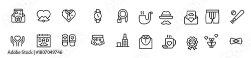 Mother And Father’s Day Line Icon Set – Modern Minimal Family Symbols, Parent Appreciation Line Icon Collection
