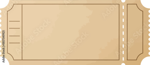 Isolated vintage ticket template, old paper ticket vector illustration