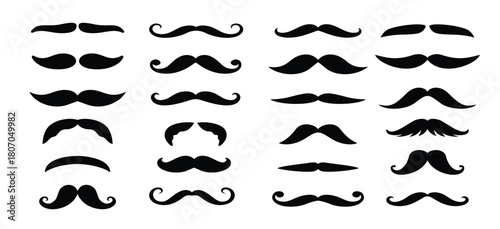 Set of mustache collection vector illustration