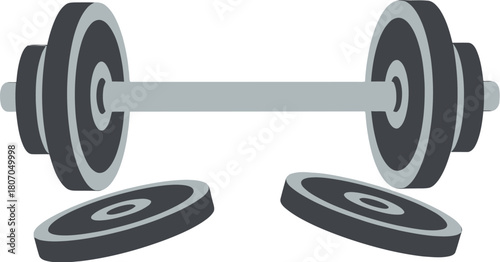 Vector illustration of a barbell for weightlifting workout training