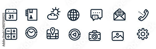 mobile phone icons with white background