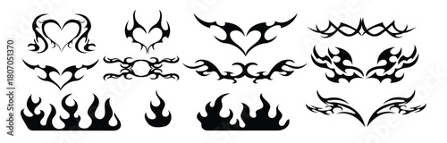 neo tribal pink emo heart wings and flame y k aesthetic