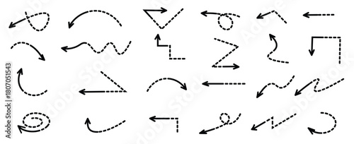 multidirectional arrows hand drawn on white background