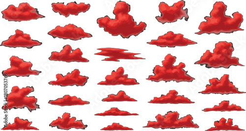 Crimson Cloudscape a Vibrant and Unusual Collection of Red Clouds