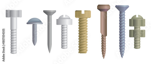 nail head icons vector 