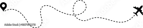 airplane, plane, aircraft, flight, travel, journey, route, path, dotted line, dashed line, location, pin, marker, destination, start, end, transportation, aviation, navigation, map, concept, graphic, 