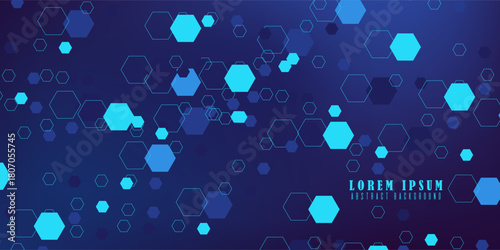 Abstract Digital Blue Hexagons Business or Science Background. Medical Research or Tech Innovation Online Webinar Presentation Event. suit for banners.