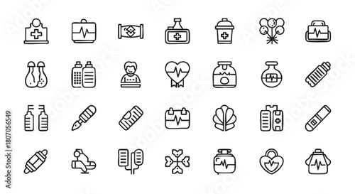 Medical Icons Set for Healthcare and Hospital Related Concepts Designs